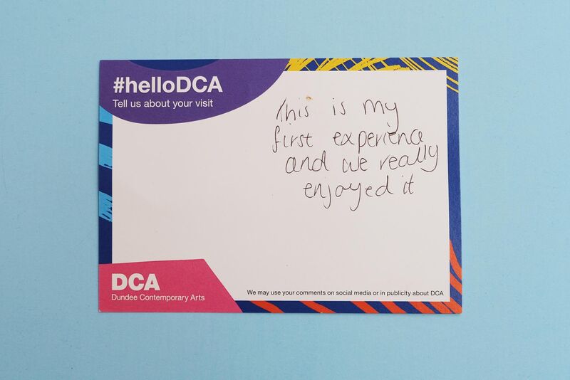 Handwritten feedback card: 'This is my first experience and we really enjoyed it.