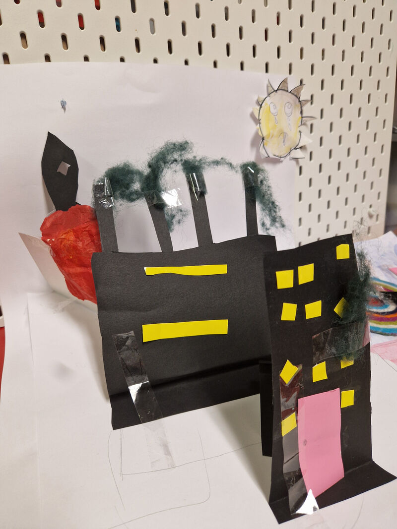 Scene of factories made from paper