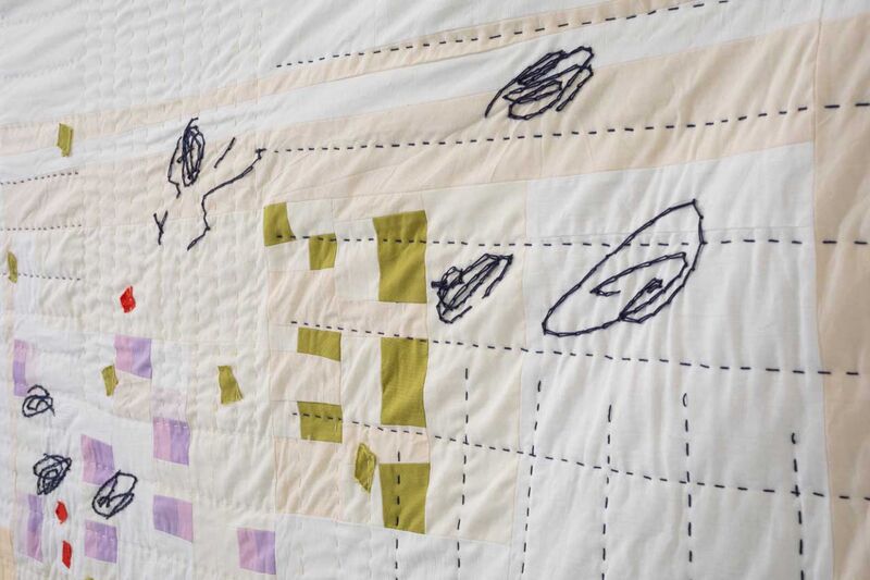 Detaiil of a stitched quilt