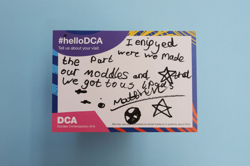 Handwritten comment card: I enjoyed the part where we made our models and that we got to use iPads