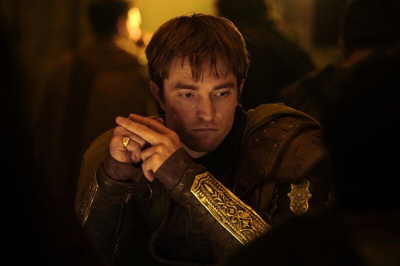Robert Pattinson in armour in The Odyssey