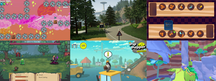 Screenshots of games in a variety of styles.