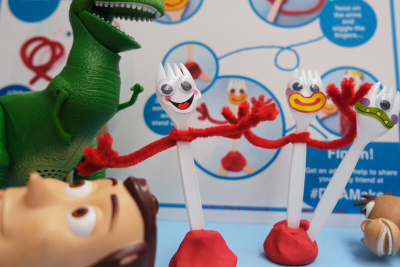 Cute toy fork characters with Toy Story toys