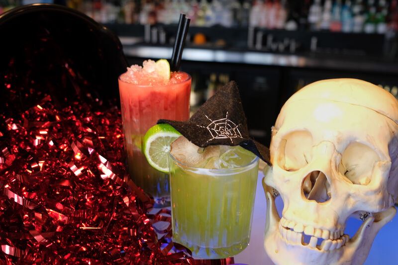Dundead Halloween cocktail and mocktail on the bar at Jute Cafe Bar