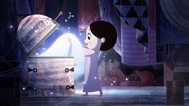 A girl finds a magical seal skin that glows in a secret chest.