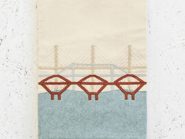 Tapestry showing the three Forth bridges