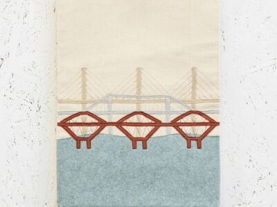 Tapestry showing the three Forth bridges