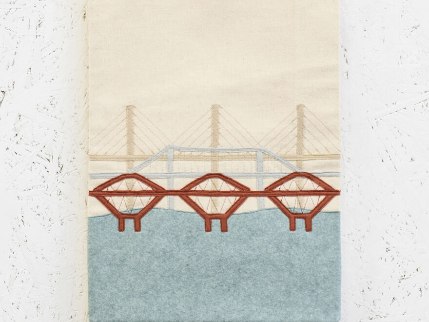 Tapestry showing the three Forth bridges