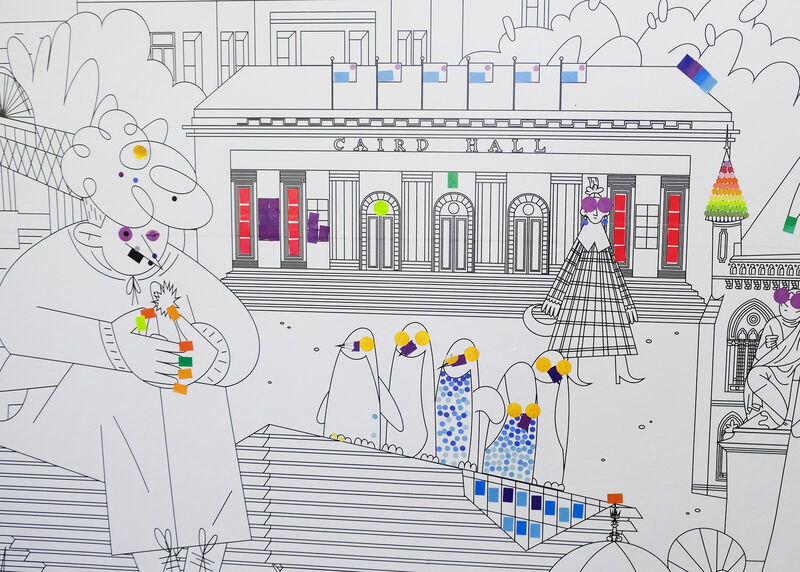 Part of Dundee Mural with stickers added