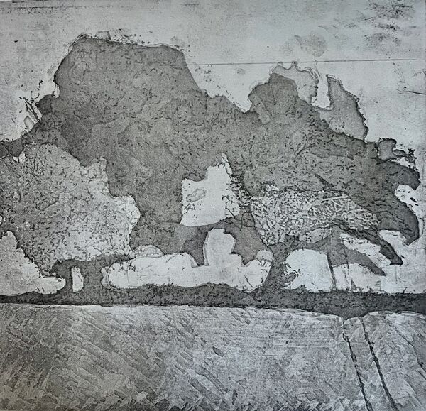 Etching print of two trees by Ralph Sprot