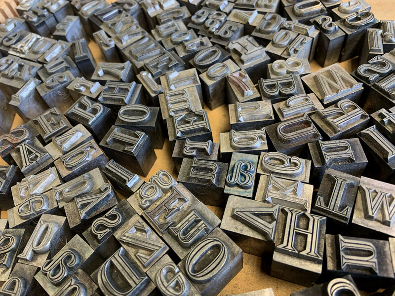Selection of metal letterpress blocks
