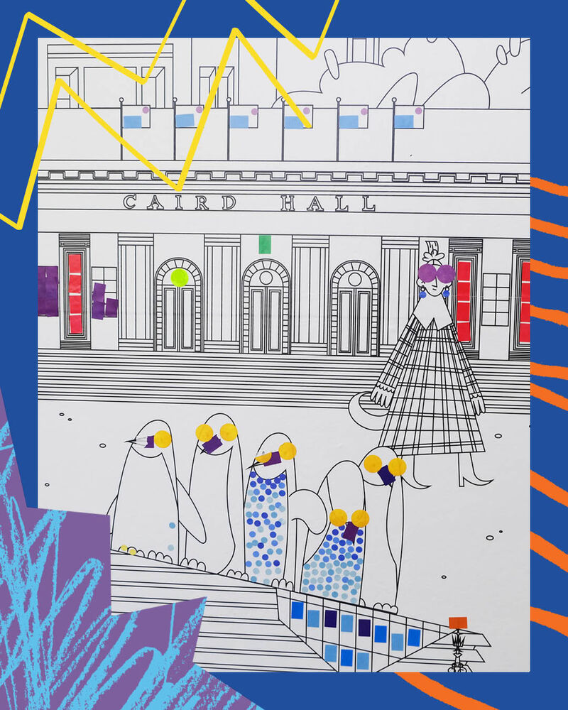 Dundee mural with colourful stickers added