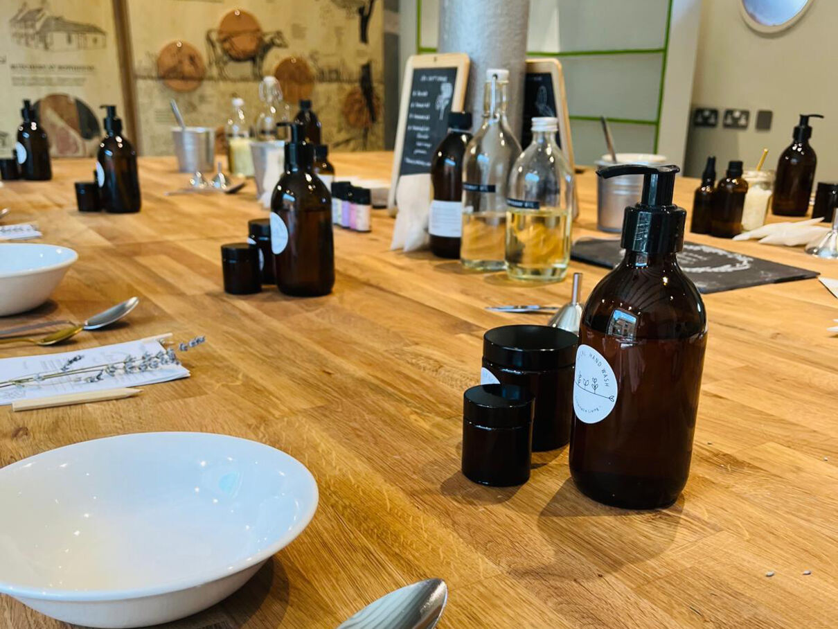 Table with supplies for creating natural cleaning products