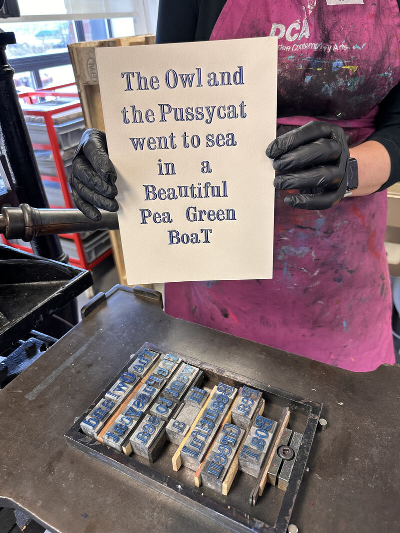 Print of The Owl and the Pussycat poem made using Letterpress