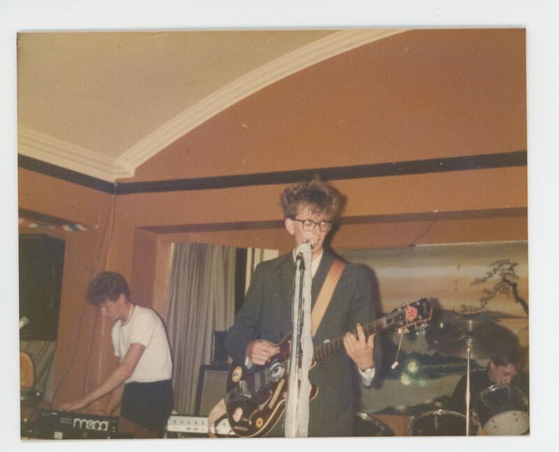 A polaroid photo of a young Pulp performing