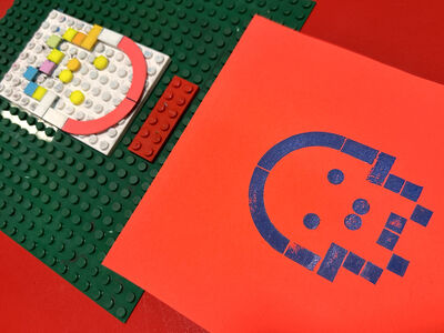 Lego dot print of a skull