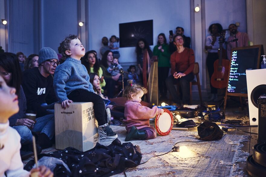 Children playing instruments at The Enchanted Cinema