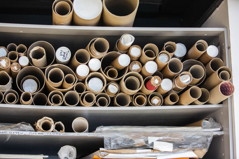 Tubes of paper in DCA Print Studio