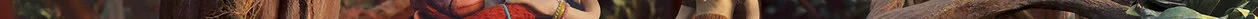 A claymation still shows two children and a monkey sitting on a tree in a jungle together.
