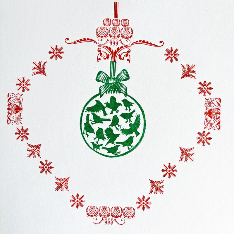 Festive design made using letterpress and wood engraving
