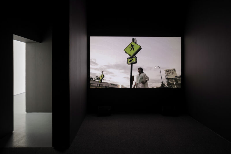 An installation image of a film by Manuel Solano. 