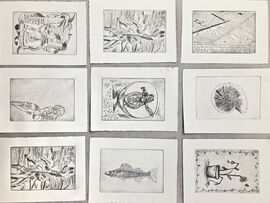 Nine etchings by Morgan Academy pupils