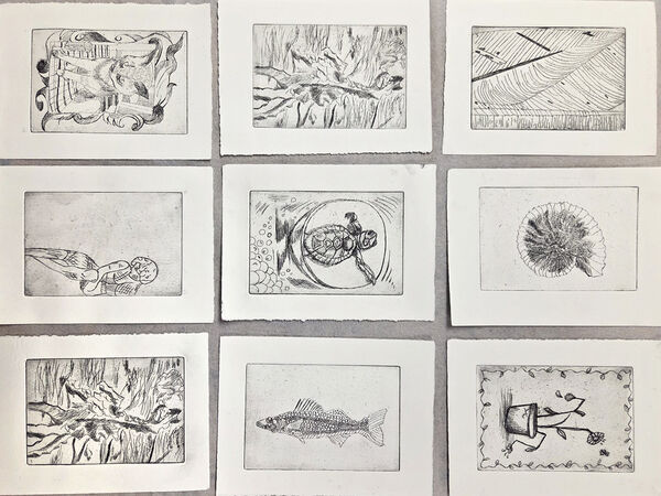 Nine etchings by Morgan Academy pupils