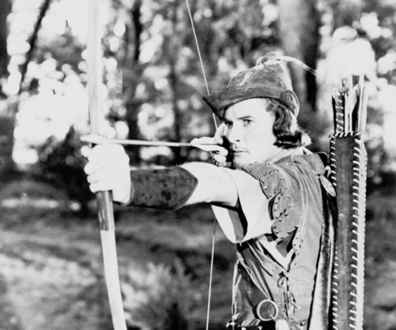 Robin Hood with bow in action shot