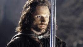 Aragorn holds a sword in Return of the King.