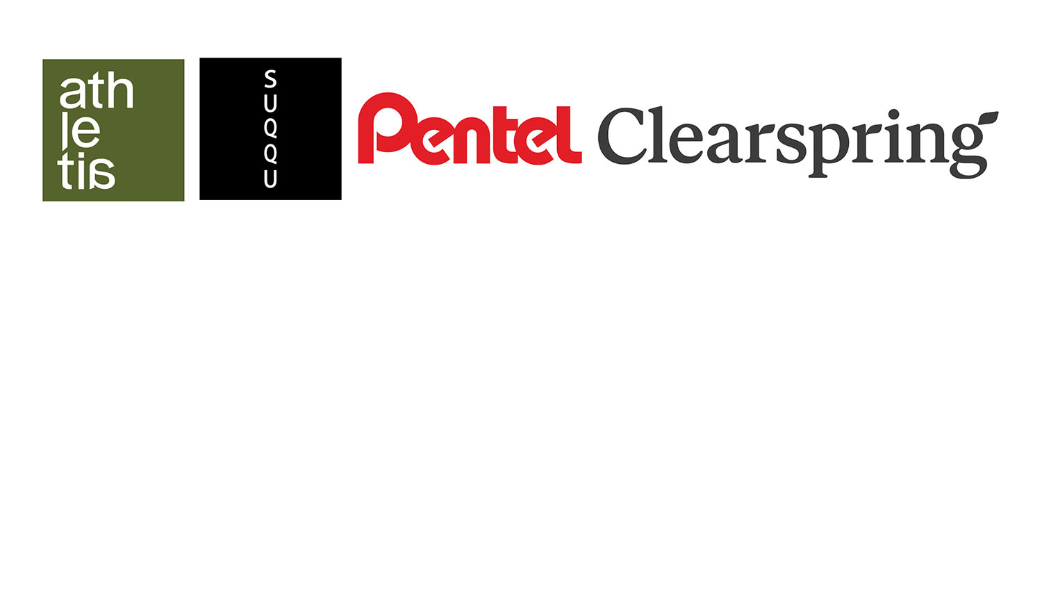 athletia, suqqu, Pentel Clearspring logos.