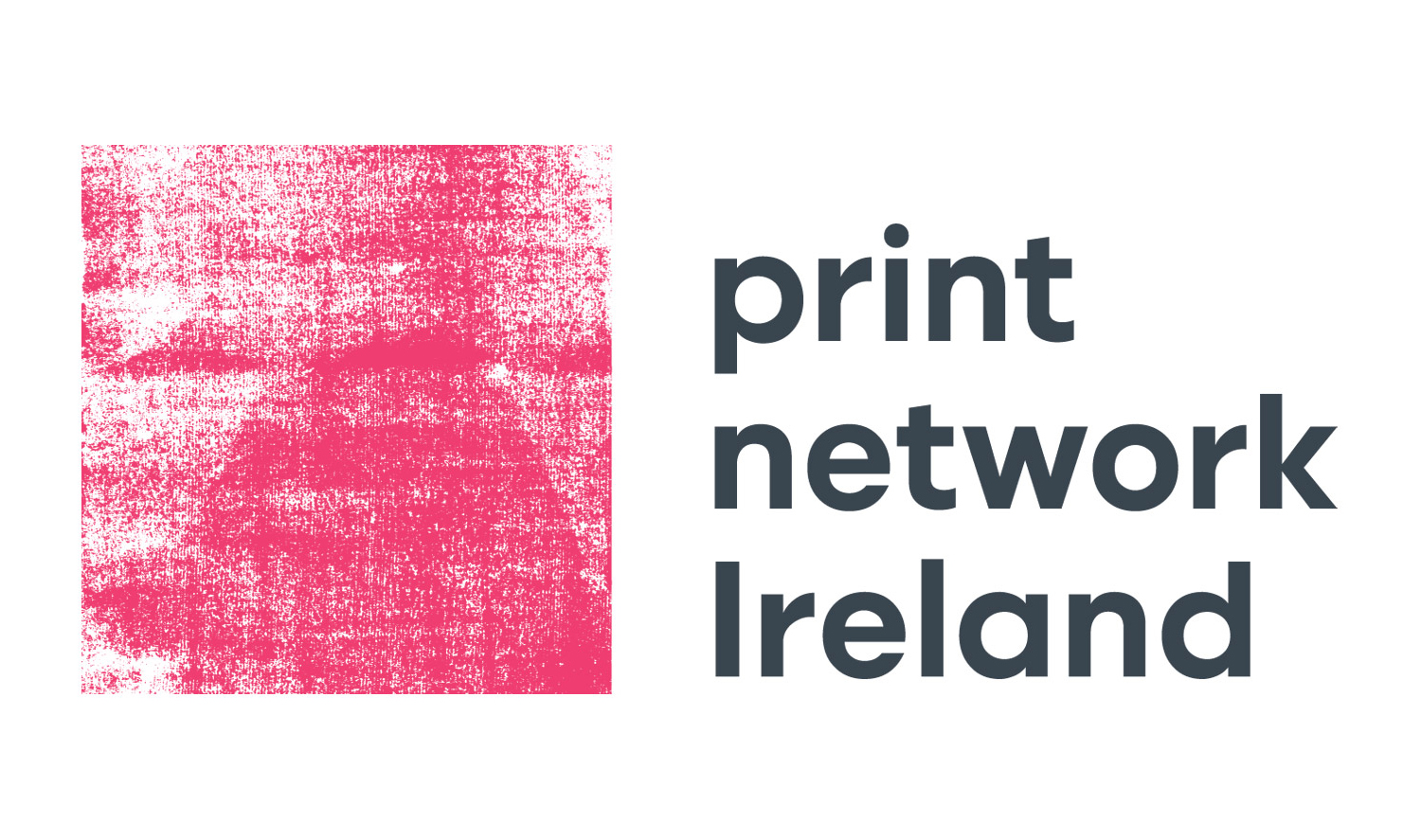 print network Ireland logo with pink square and black text on white background