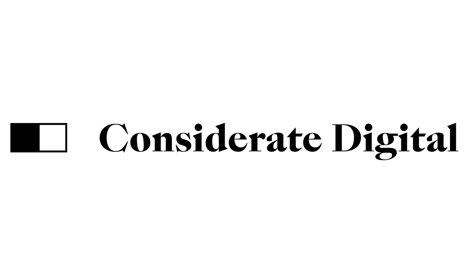 Consider Digital logo: text with a black square and white square